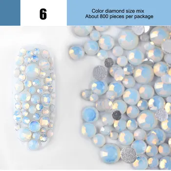 800 Ks Kamienkami Dekorácie Mix Veľkostí Nechty Crystal Clear AB Non rýchlu Opravu Flatback Kamienkami Pre 3D Nail Art Decor 88 WH998