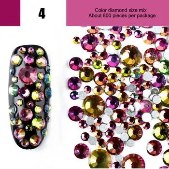 800 Ks Kamienkami Dekorácie Mix Veľkostí Nechty Crystal Clear AB Non rýchlu Opravu Flatback Kamienkami Pre 3D Nail Art Decor 88 WH998