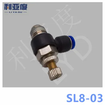 6PCS/VEĽA SL8-03 Pneumatické rýchle L typ škrtiaci ventil pneumatického spoločné Pneumatické armatúry
