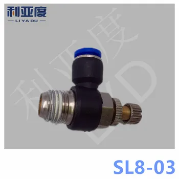 6PCS/VEĽA SL8-03 Pneumatické rýchle L typ škrtiaci ventil pneumatického spoločné Pneumatické armatúry