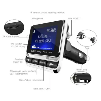FM Vysielač Auto MP3 Prehrávač, Hand-Free Volanie Rádio o Adaptér Bluetooth Vysielač do Auta,USB Nabíjačku,TF Auto