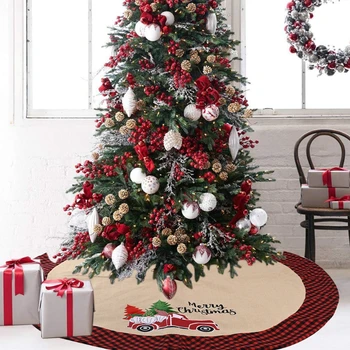 106 cm Vianočný Stromček Sukne Bielizeň Santa Claus Auto Ornament Rohože Kryt Vianoce D08F