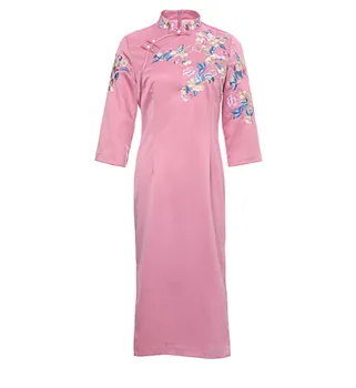 Nové jarné originálny dizajn Čínsky štýl, kvet Vyšívané veľká veľkosť lepšiu cheongsam šaty pre ženy