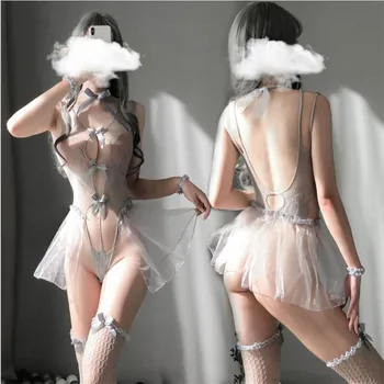 Sexy Pohľadu Bielizeň Duté Sa Princezná Nevesta Cosplay Tesný Erotické Kostýmy Pre Dospelých Sex Šaty Sivej Úsek Telo Ženy Oblek