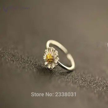 Kórejský Čerstvé Zlaté Daisy Kvet Prstene pre ženy Nie je Alergické Otvorenie Krúžky Anillos Mujer Anelli Bague Jewellry-CYSVRG007C
