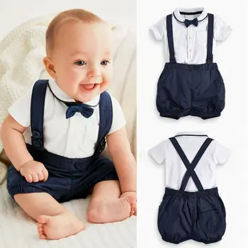 3KS Batoľa Baby Boy Šaty, Oblečenie Vyhovovali T-shirt Top+Celkový Náprsníkové Nohavice+motýlik A