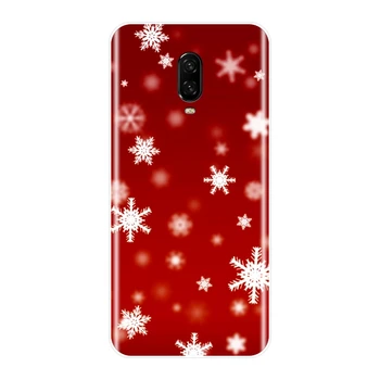 TPU Zadný Kryt Pre OnePlus 3 3T 5 5T 6 6T Červená Snowflake Vianoce Sneh Silikónové Mäkké puzdro Pre Jeden Plus 3 3T 5 5T 6 6T Telefón Prípade
