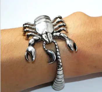 Cool šperky mužov čisto striebornej nerezovej ocele scorpion zvierat obrázok náramok Náramok Punk Biker Zvierat Titan Náramok 5 ks