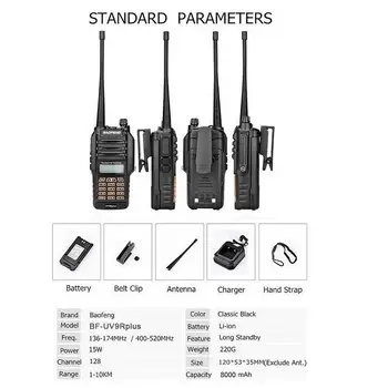 Baofeng UV-9R Plus Walkie Talkie 5W 10km Rozsah VHF UHF Dual Band Prenosné 2 Spôsob Rádio IP67 Vodotesný, Prachotesný Vysokej Kvality