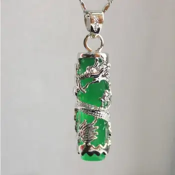 Boutique šperky Doprava Zadarmo Čínsky drak totem stĺpec prívesok Strieborný prívesok, Zelená