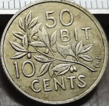 1905 dánska West Indies 10 Centov / 50 Bit-Christian IX Strieborné Pozlátené Mince Kópia