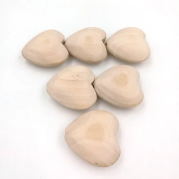 30PCS 40 mm prírodné drevené srdce veľký zavalitý valentína láska DIY šperky hľadanie prívesok EA140
