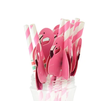 Vvsoo 10pcs Flamingo Papier Slamky na Pitie Svadobné Dekorácie Baby Sprcha Oslava Narodenín Havaj Karneval Party Dodávky