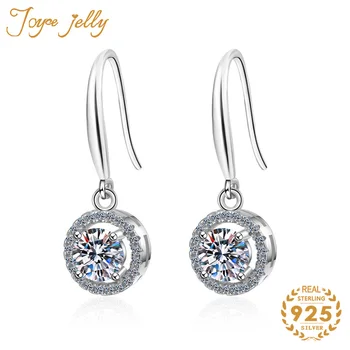 JoyceJelly Trendy 925 Sterling Silver Drop Náušnice pre ženy Mossanites Diamond Štyri Pazúry Módne snubný Prsteň Veľkoobchod 2020