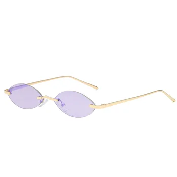 Retro bez obrúčok Oválne slnečné Okuliare Módny Dizajn Ženy Muži Slnečné Okuliare Zrkadlo Okuliare Gafas Oculos de sol UV400 Okuliare