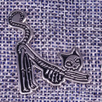 Mačka kostra smalt pin roztomilý strašidelné X-Ray mačky brošňa lebky zvierat odznak zábavné Halloween darček batoh bundy príslušenstvo