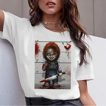 Chucky t shirt Kvality nový streetwear ulzzang cool fashion žena tričko femme top tee Horor Vysokej košele ženy t-shirt
