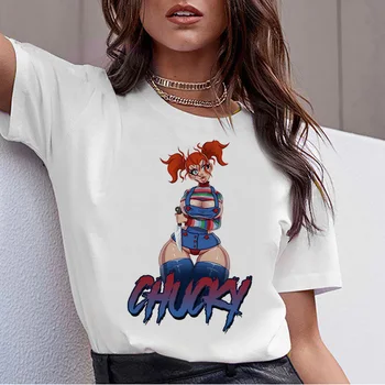 Chucky t shirt Kvality nový streetwear ulzzang cool fashion žena tričko femme top tee Horor Vysokej košele ženy t-shirt