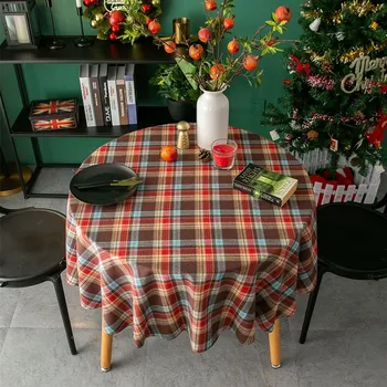 Hrdý Rose Retro Obrus Nordic Vianočné Kolo Americký Koberčeky Konferenčný Stolík Kryt Tkaniny Bavlnené Tkaniny Vytlačené Strany Domov