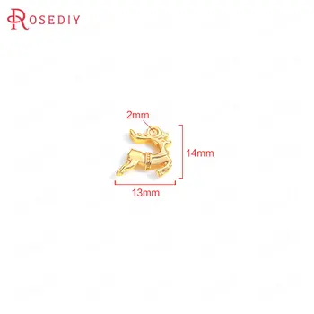 (35695)10PCS 13x14MM Zavesenie Otvor 2 MM 24K Gold Farbe Mosadze Jeleň Charms Prívesky Vysokej Kvality Diy Šperky Zistenia Príslušenstvo