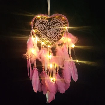 Srdce Tvar Pierko Prívesok LED Reťazec Svetlo Dream Catcher Domov Visí Dekor Môže byť použitý ako darček