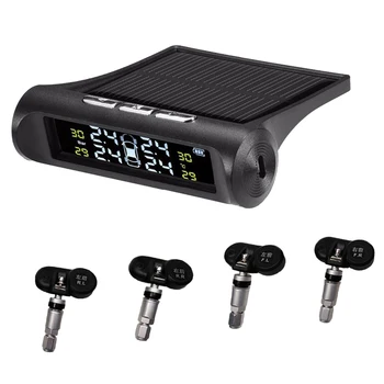 RV Auto monitorovanie tlaku v pneumatikách Tlak vzduchu v Pneumatikách Alarm Monitor Systém Solárny Vstavaný Senzor