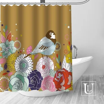 Vták Cartoon Sprchové Závesy Vlastný Dizajn, Kreatívne Sprchový Záves Kúpeľňa Nepremokavé Polyesterové Tkaniny