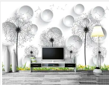 Vlastné foto tapety 3d nástenné maľby, tapety Púpava flower art 3D TV pozadí steny papiere domova