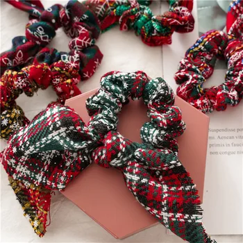2020 Jeseň a v Zime Vianočné Rabbit Ears Vlasy Kravatu Dámy hrubého Čreva Krúžok Viazané Šperky Handričkou Krúžok