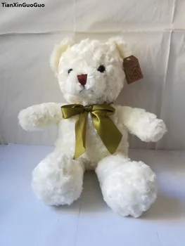 Biely medvedík plyšové hračky asi 35 cm bowtie medveď mäkká bábika darček k narodeninám s2034