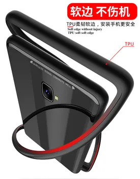 Luxusné Tvrdeného Skla Telefón Kryt Pre Samsung Galaxy J4 J6 Plus A7 2018 Ultra Tenké PC Späť Mäkké Silikónové Nárazníka Ochranné puzdro