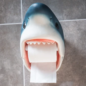 Dekoratívne Tkaniva Box Odolné Stene Visí Kúpeľňa Zvierat Shark Psa Ryby Mačka Toaletný Papier Tissue Roll Držiak Držiak Wc