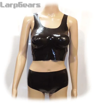 Čierne Sexy Latexový spodná Bielizeň, Podprsenky a Unaderwear 3D prsia top Gumy Bikini Rubber
