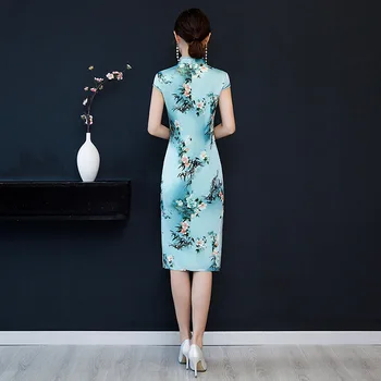 Ženy Nového Krátke Cheongsam Šaty Vintage Čínsky Štýl Strana Večerné Šaty Orientálna Dámske Elegantné Qipao Vestido Nadrozmerné 5XL