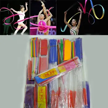 2 m 4 M Farebné Telocvični Stuhy Tanec Páse s nástrojmi Rytmické Umenie Gymnastiku, Balet Streamer Twirling Rod Stick pre Dievčatá Školenia