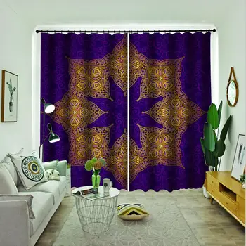 Fialová záclony Hrubé tieňovanie zvukotesné vetru 3D záves Záves Luxusné Zatmenie Okno Opony Obývacia Izba