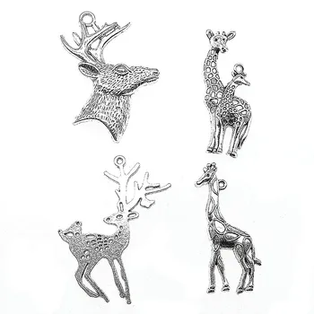 2 ks Prívesky Žirafa Antique Silver Farba Žirafa Prívesok Charms Šperky Jeleň zobrazili kľúčové tlačidlá Pre Šperky Robiť