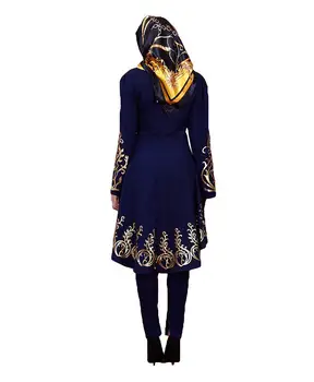 Moslimské Ženy Topy Horúce Lisovanie Etnických Top Asymetrie Vysoká Nízka Šaty Lem O Krk Dlhý Rukáv 2019, Blúzky, Topy Arabských Islamské Oblečenie