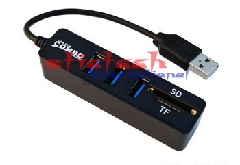 Dhl alebo ems 100ks Multi USB Hub 2.0 3 Porty + Čítačka Kariet Prenosný Rozbočovač USB Combo Vysokej Rýchlosti Mini USB Rozbočovač Všetko V Jednom