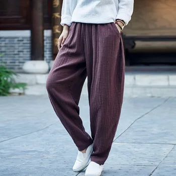 Nový Taliansko štýl Suehaiwe značky ľanové nohavice ženy v lete a na jeseň ľanové nohavice žena voľné hárem nohavice dámske pantalones