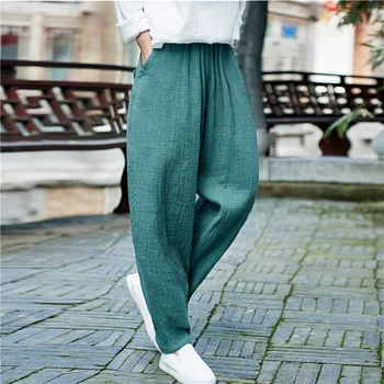 Nový Taliansko štýl Suehaiwe značky ľanové nohavice ženy v lete a na jeseň ľanové nohavice žena voľné hárem nohavice dámske pantalones