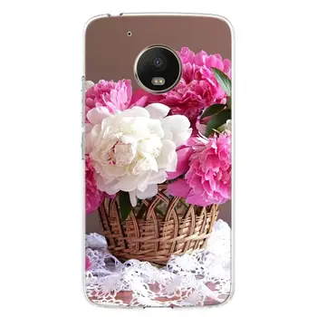 Elegantná Ružová Fialová Pivónia Kvet Na Váza Silikónové Mäkké Telefón Prípad Pre Motorola Moto G7 G8 G6 G5S G5, G4 E6 E5 E4 Plus Hrať Po