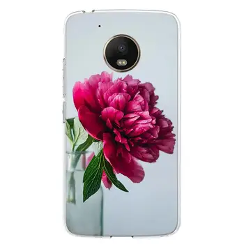 Elegantná Ružová Fialová Pivónia Kvet Na Váza Silikónové Mäkké Telefón Prípad Pre Motorola Moto G7 G8 G6 G5S G5, G4 E6 E5 E4 Plus Hrať Po