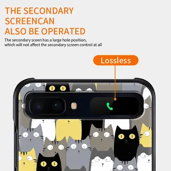 Telefón puzdro pre Samsung Galaxy Z Flip 5G Black Hard Násobne Casos Matný Tpu Capa Mobile Zahŕňa Retro Roztomilé Mačky