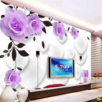 Dekoratívne tapety Fantasy purple rose 3D pozadie nástenné maľby