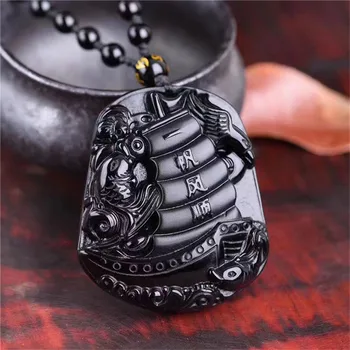 Drop Shipping Prírodné Čierna Obsidián Hladké Sailor Plachtenie Plavebnej Bezpečnosti Cestovných Šťastie, Amulet Prívesok Náhrdelník Mužov Šperky