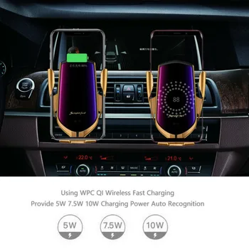 10W Bezdrôtovú Nabíjačku do Auta Auto Svorka Rýchle Nabíjanie Infračervené, Indukčné Car Phone Mount Držiak pre iPhone Huawei, Samsung
