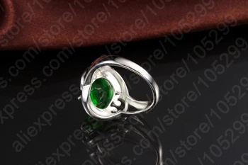 Vintage Green Crystal Krúžky Pre Svadobné Šperky, Zásnubné Ženy 925 Sterling Silver Prst Prsteň Pre Strany Bijoux