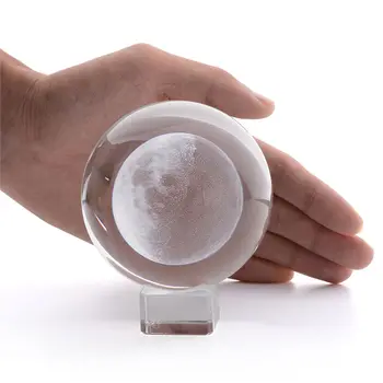 3D Mesiac Crystal Ball Módne Figúrka Feng Shui Office Dekoratívne Búrka Sklenené Gule Domov Ozdoby Moderná Socha Remeslá