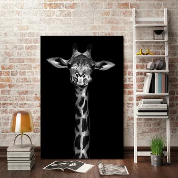 HD Wall Art Čiernej a Bielej Plagát Jednoduché Zvierat Žirafa, Slon Nosorožec Dekoratívne Maľby Izba Dekor